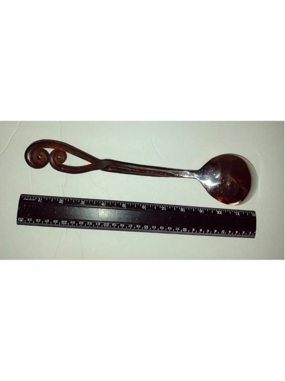 Blackened Fiddlehead Style Serving Spoon 12